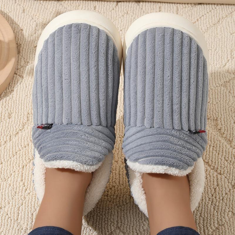 One-button bag heel cotton shoes women's winter indoor comfort and warmth thick-soled non-slip cotton slippers Cixi
