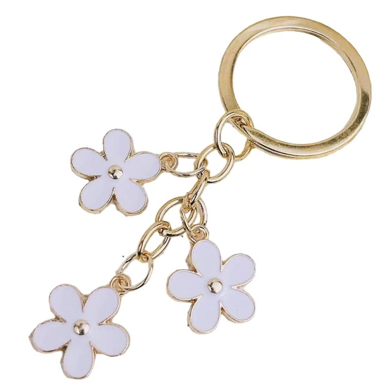 Eelgant Floral Keychain For Women Colorful Flower Keyring Pendant Alloy Key Holder Girls Bag Charm Accessories Gift