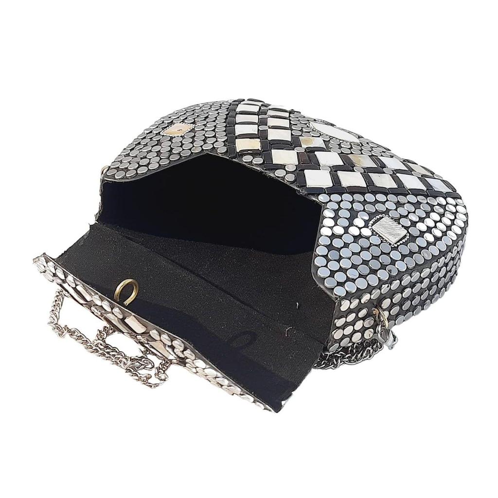 Silbernes Metall Perlenbesetzte Ethnische Geldbörse Mädchen Brauttasche Umhängetasche für Frauen/Mädchen Party Clutch Metall Clutches Vintage Messing