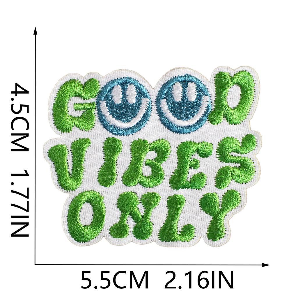 Inspirational Quotes Embroidery Cloth Sticker Student Bag Decoration Patch Sticker Positive Energy Smiley Face Zhang Zai Computer Embroidery Sticker