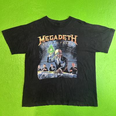 New Vintage Megadeth Shirt Mens Medium Black Rust In Peace Band Tee Metal 90s
