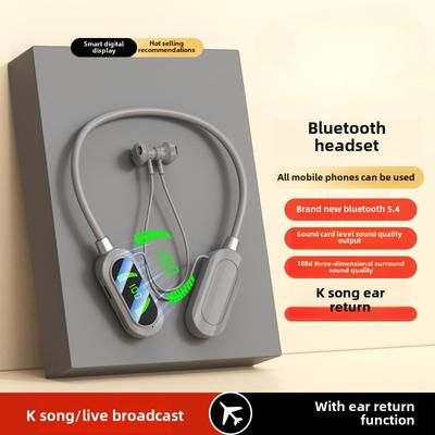 Neck Wireless Bluetooth Headset Digital Display Long Standby Hanging Neck Headset Ear Return Function K Song Live