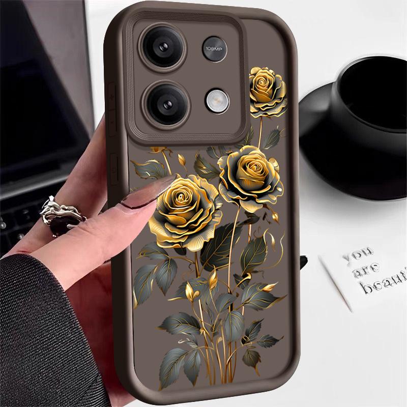 Yellow Rose Print Case For Xiaomi Redmi Note 14 4G 13 Pro Plus Note 12 14 Pro 5G Poco F6 X6 X5 14T 13T Pro Soft TPU Phone Cover