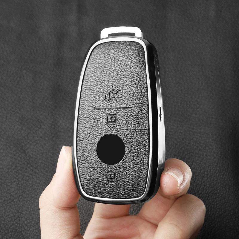 Metal And Leather Car Key Case Cover For Mercedes Benz W176 W177 W205 W206 W212 W213 W222 W223 W167 463 X166 A C E S G Cls Class