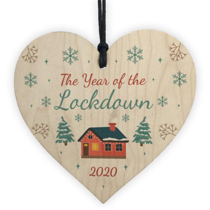

Подарочные украшения Рождественский подвесной шар Деревянный Год локдауна 2020 Heart