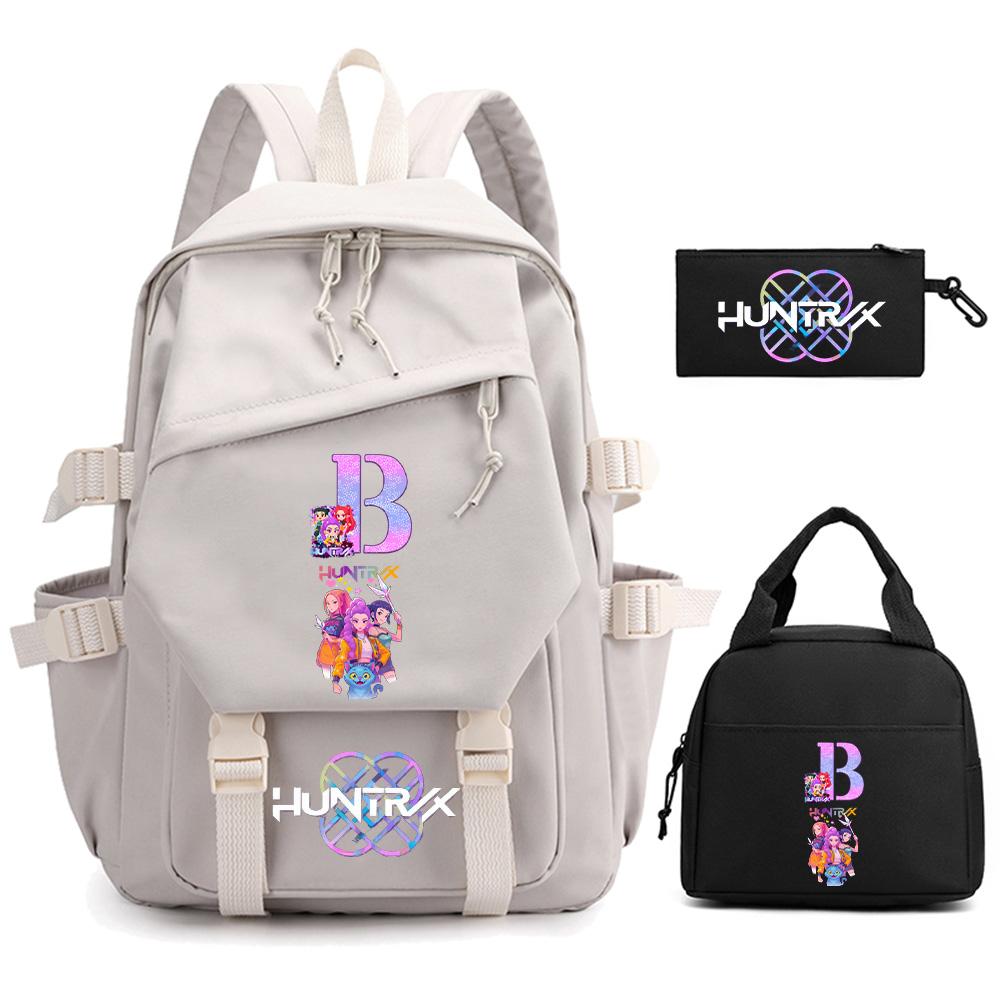 3-teiliges/Set Anime Cartoon Englischer Buchstabe A-Z Bedruckter Rucksack für Jungen Mädchen Schultasche Kinder Studentin Frauen Reisetasche Kindergeschenk