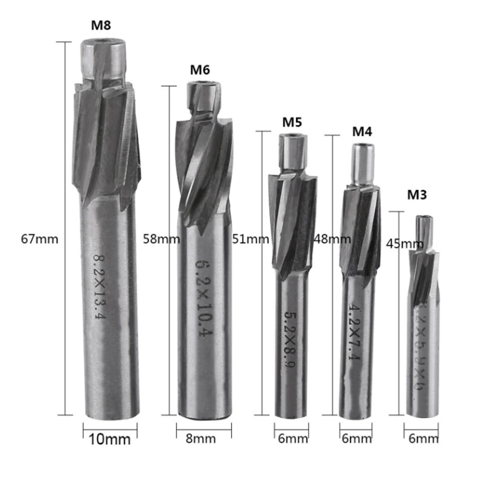 

5pcs Countersink End Mill Cutter Slot Drill Bits Tool M3 M4 M5 M6 M8 Drill Milling Bits 5pcs