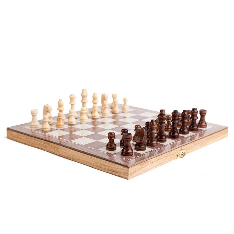 3-in-1 Wooden Folding Chess Set, 30x30 Cm