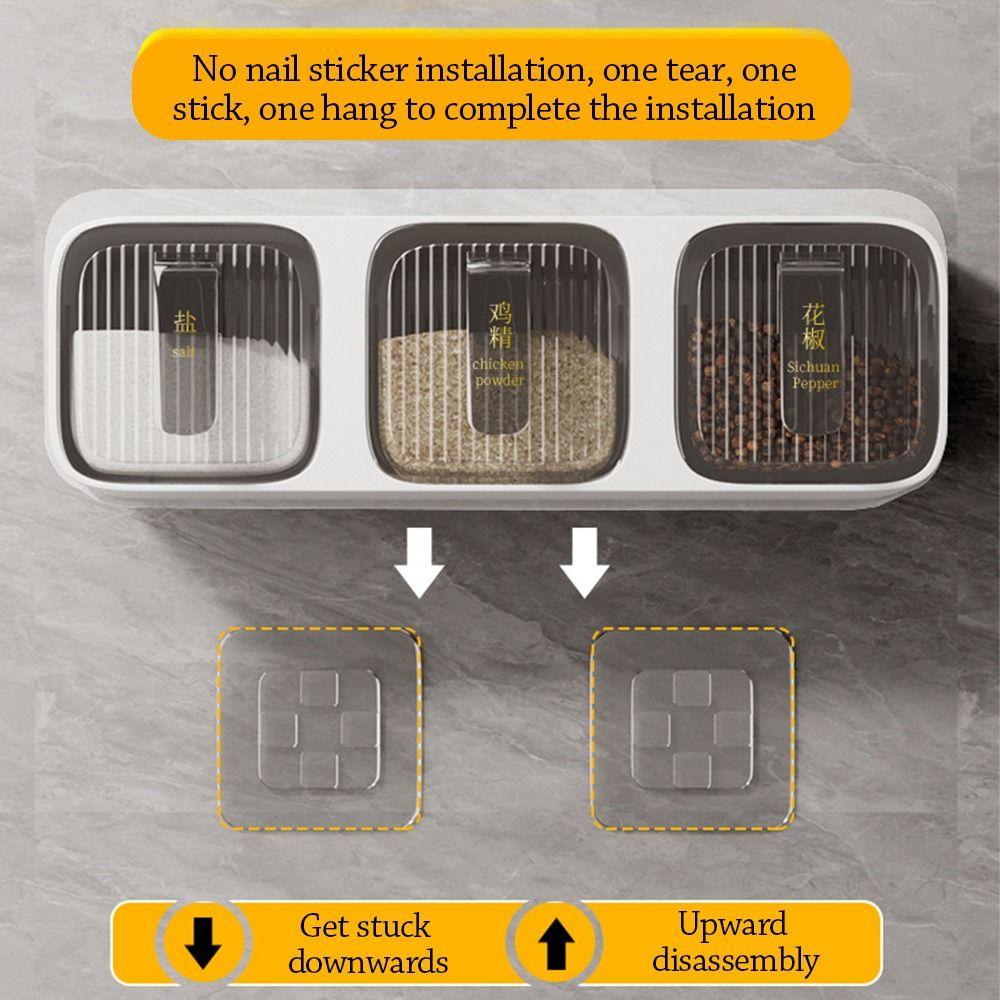 White Grey Seasoning Container 2/3 Grids Kitchen Storage  Kitchen Supplies