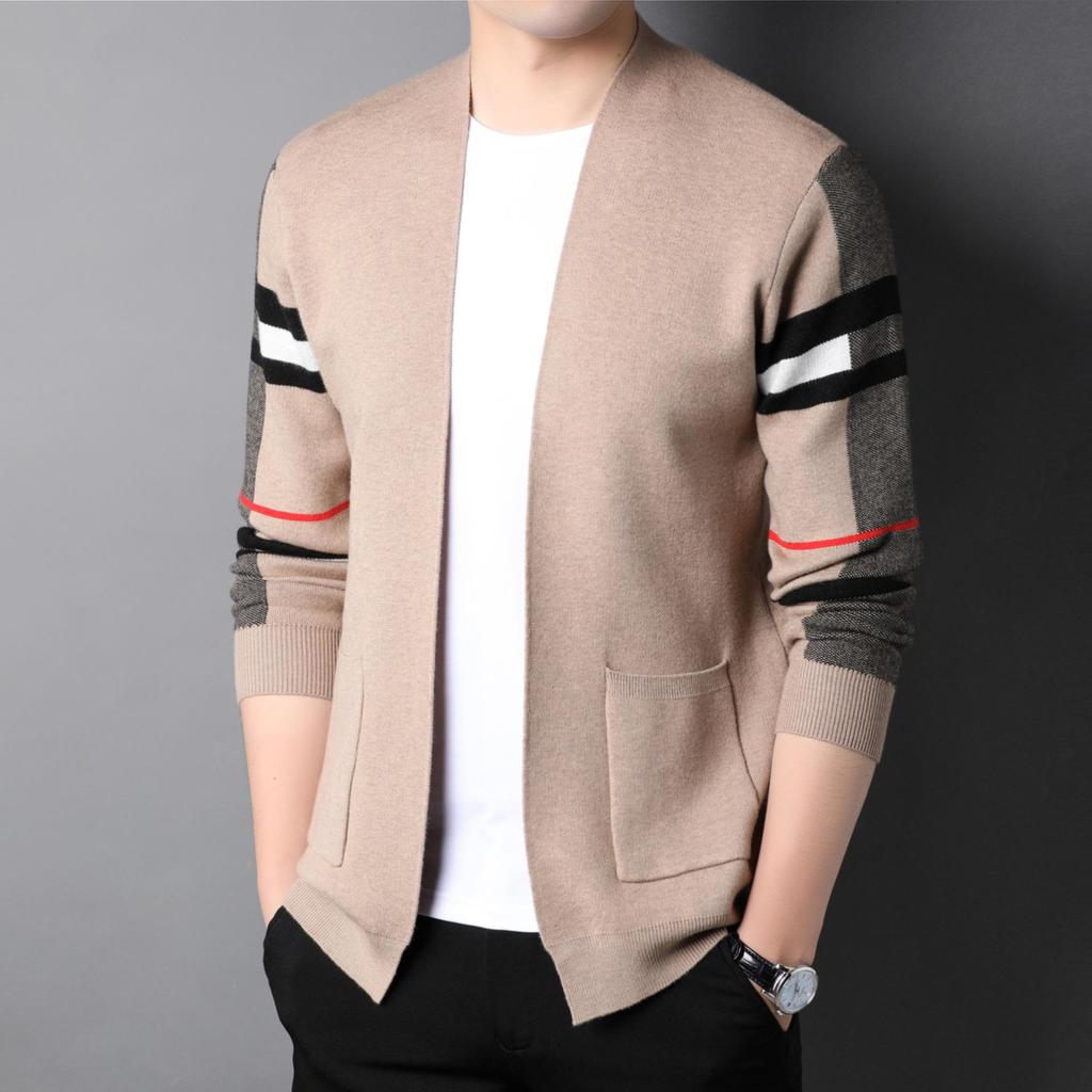 Men's Slim Fit Long Sleeve Knitted Cardigan - Spring/Autumn Casual Businesswear