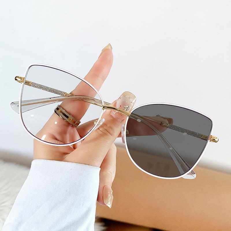 New Retro Cat Eye Glasses Frame Women Metal Casual Spectacles Eyewear Fashion Anti Blue Light Reading Glass Gradient