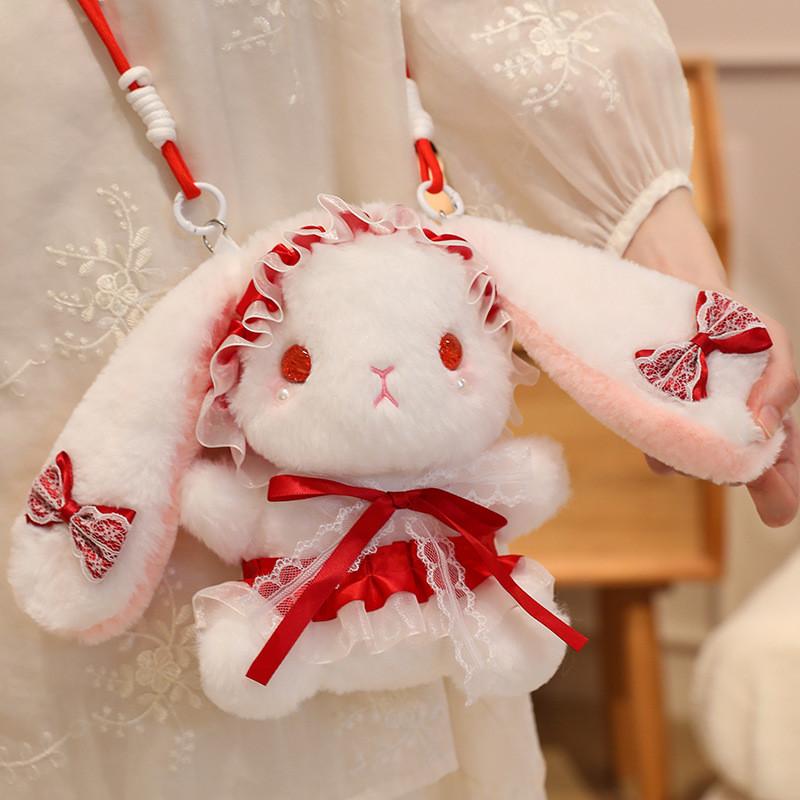 Plush Toy Rabbit Bags Backpack Cartoon Animal Style Girls Party Wear Casual