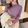 Podzimní tenký spodní jednobarevný základní pulovr svetr pro ženy Zimní s dlouhým rukávem s polovičním vysokým krkem Pletené svetry Dámské Elegantní ležérní pleteniny 24843