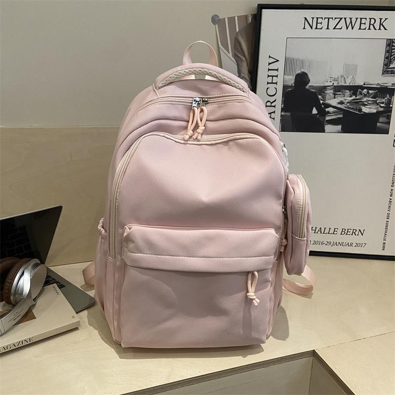 Schoolbag new backpack student schoolbag simple solid color durable nylon backpack super versatile casual backpack