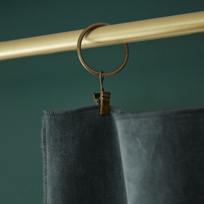 Adjustable Curtain + 8 "César" Clip Rings 140 X 270 Cm Cotton Velvet - César Slate