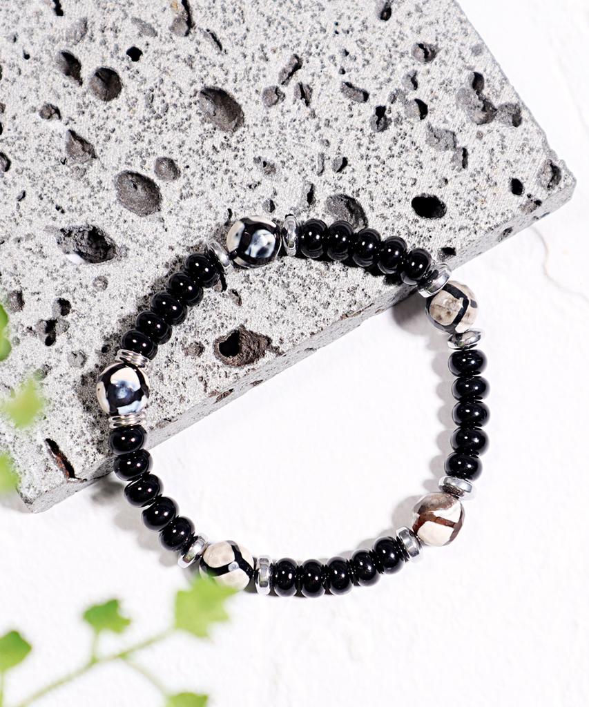 Polalita Black Beige Mix Bead Bracelet (Plt-Br-053_Bk)