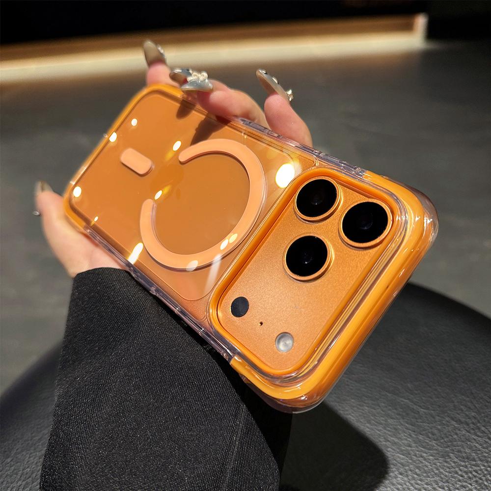 Two Tone Airbag Four Corner Transparent For Magsafe Case For iPhone 17 16 15 Pro Max Magnetic Charge Shockproof Cover