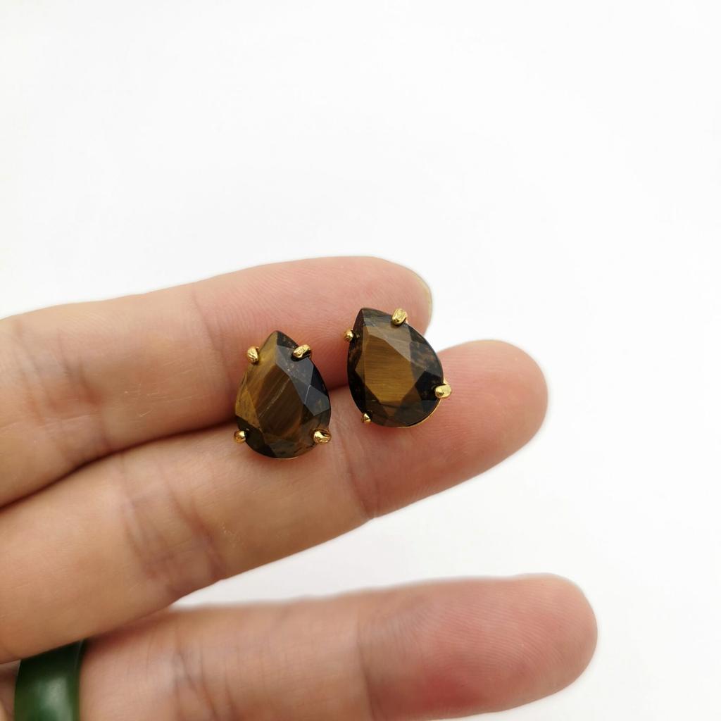 Casual Stud Earrings Water Drop Shape Faceted Natural Stone Earring Women Reiki Jewelry Fit for Party Anniversary Gift