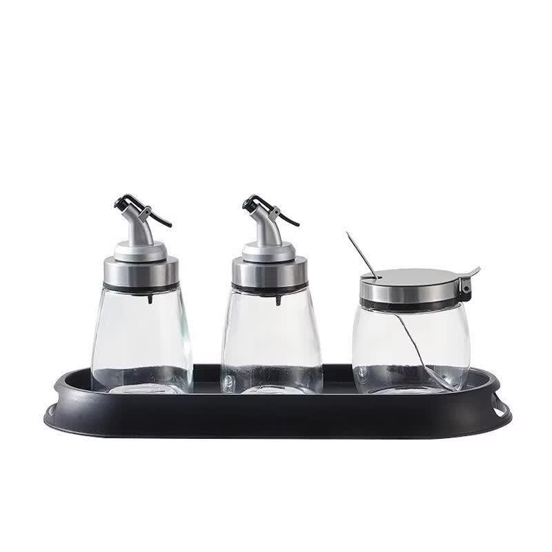 Glass Seasoning Jar Set with Stainless Steel Holder