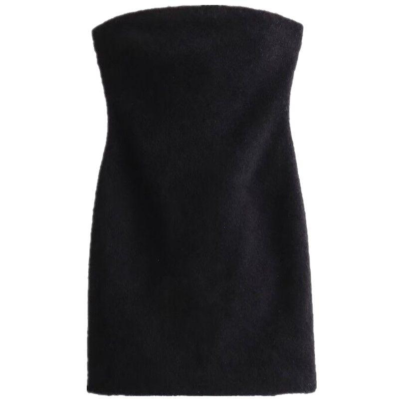 Fashion Style Winter New Women's Clothing Elegant Artificial Fur Effect Tube Top Dress 4391200 800