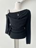 Shasha One-Shoulder Draped Off-Shoulder Women's Spring Knit 3 Colors