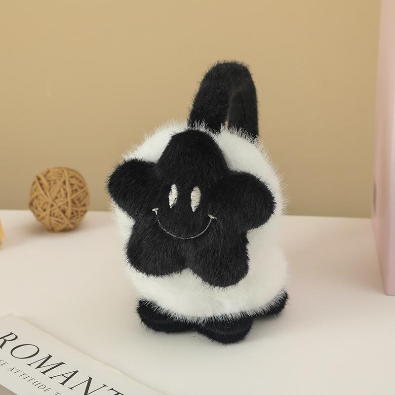 Smiley Star Earmuffs, Plush Winter Ear Warmers with Cute Face, Soft Thickened Ear Muffs for Students Cycling Outdoor