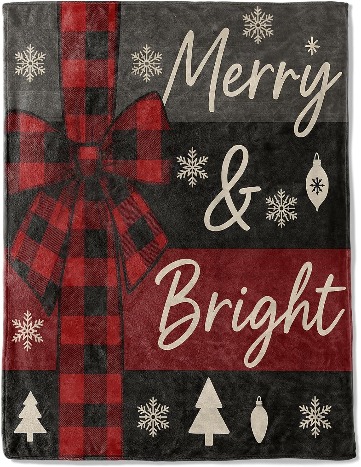 

Christmas Decorative Blanket, Santa Tree Candy Cane Gingerbread Print Throw Decoration, Soft Flannel Winter Blankets for Couch 75x90cm