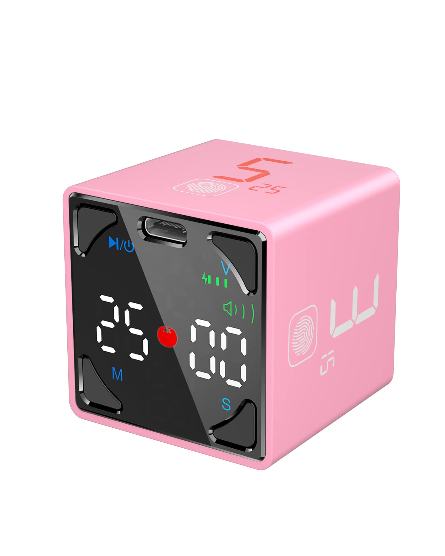 

TickTime Cube Pomodoro Timer, Double-Sided LED Panel, Tap Operation, Kitchen Timer, 3 Volume Levels, Silent & Vibration Modes, Pause, Magnetic, for Ki