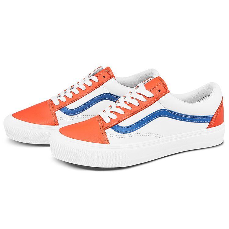 Vans Old Skool Vlt Lx Low Top Skate Shoes Unisex Sneakers White Orange VN0A4BVF22E
