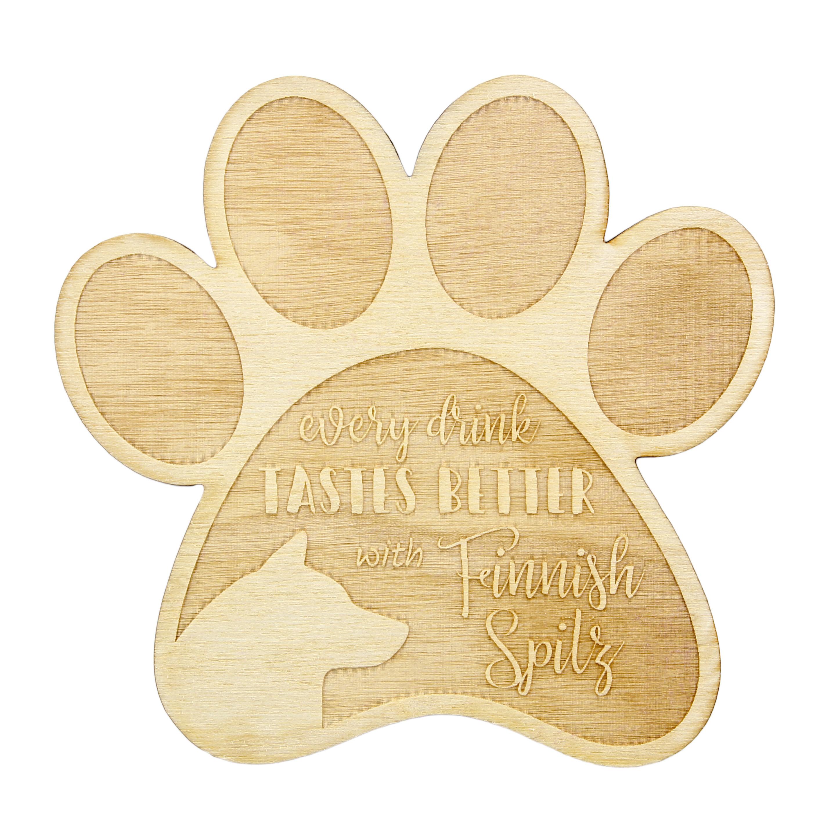 

Finnish Spitz, Finnish Hunting Dog, Finnish Spets - Mug coaster, engraved coaster with dog, gift for dog lover by Art-Dog brand