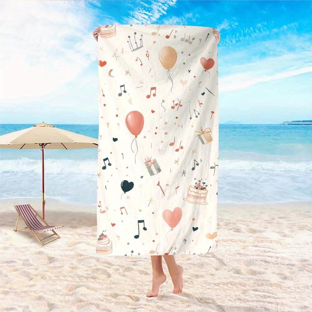 1pc Large Microfiber Beach Towel with Birthday Party Design Lightweight,Quick-Dry,Sandproof Yoga Sports Blanket,Travel Swimming