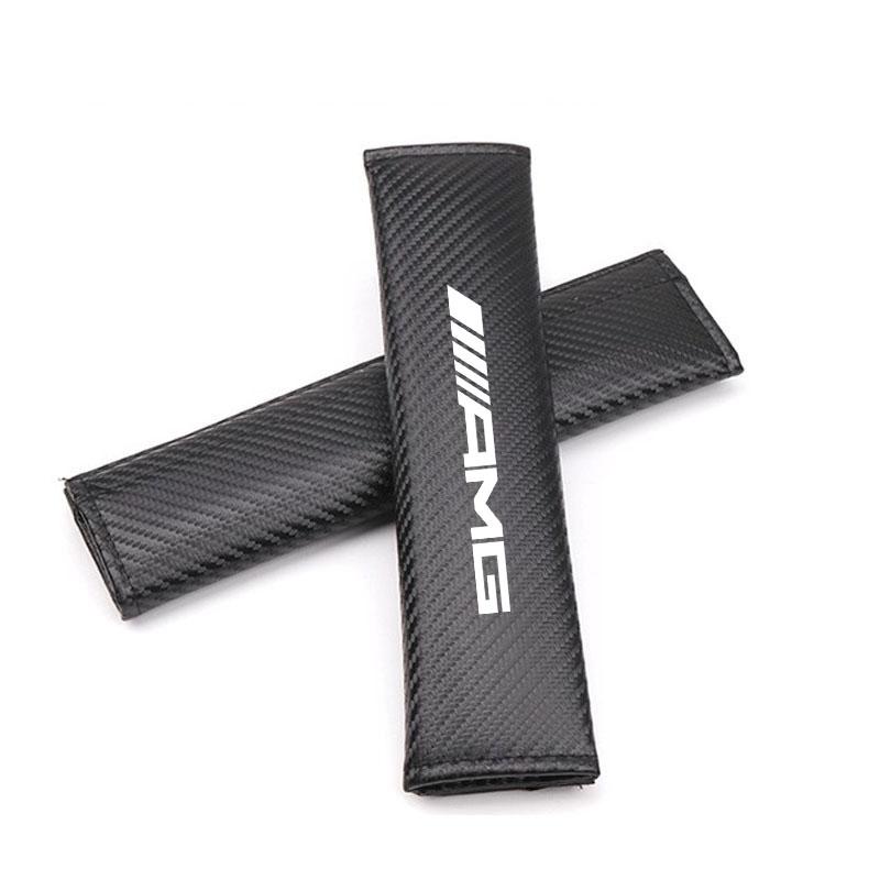 2Pcs Carbon Fiber Seat Belt Shoulder Cover Protection Pads for Mercedes Benz AMG W211 W212 W201 W210 W168 W220 Auto Accessories