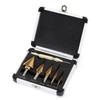 5pcs Step Drill Bit Set 47 Sizes 3/16" To 1-3/8" Titanium Coated HSS Drill Bits 1/4" Hex Shank with Automatic Center Punch