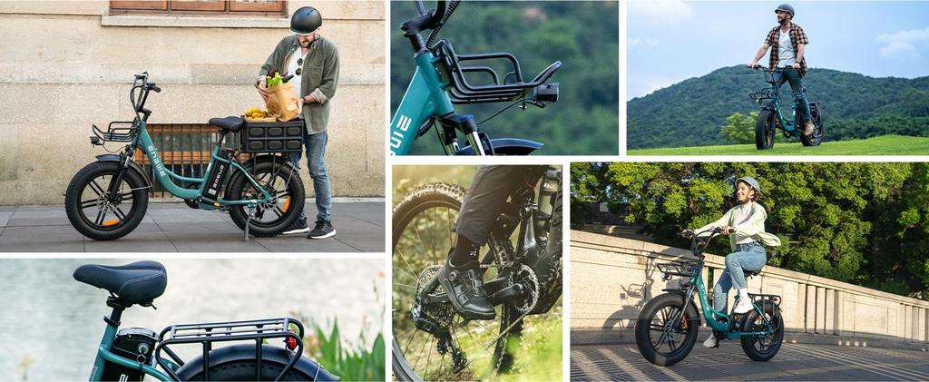 ENGWE electric bike, 250W motor, 48V 13Ah battery, 20 x 4.0 wide tires, range up to 120 km, 7 speeds, top speed 25 km/h (L20/L20 Boost mode).