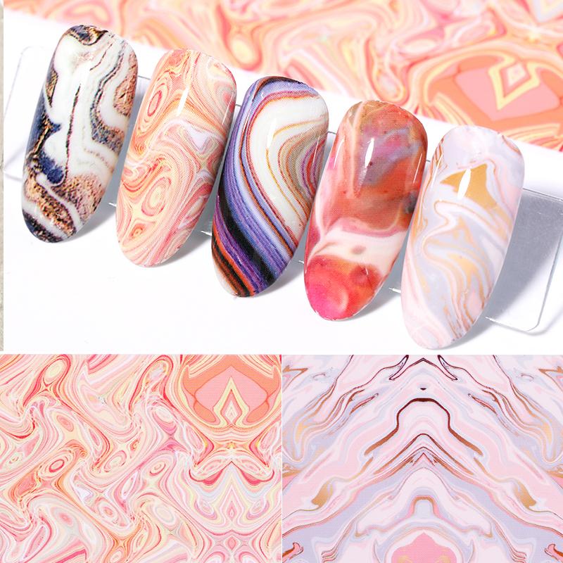 BORN PRETTY 10pcs Nail Foils Marble Paper Gel Polish Transfer Sticker DIY Pattern Manicure Nail Art Decoration Decorations