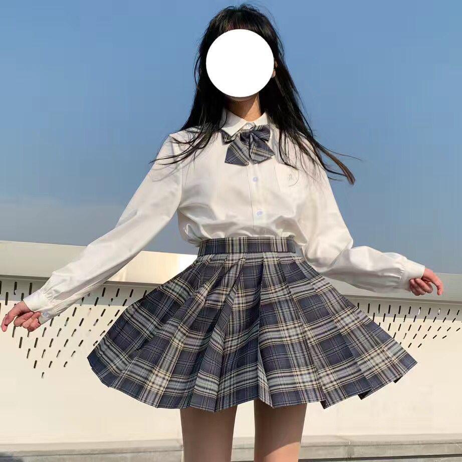 Ash Women's Academy Style Sailor Suit: Short Sleeve JK Student Uniform with Genuine Pleated Short Skirt