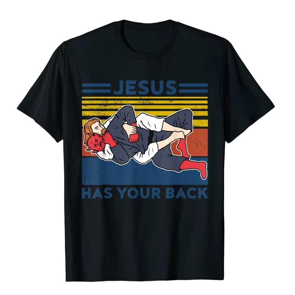 Jiu Jitsu Shirts Jesus Has Your Back Mens BJJ MMA Jujitsu TShirt Women Men Casual Loose Tops Oversized T Shirt Roupas Masculinas