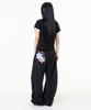 MOZMOZ [Set] Star Patch 2-Type Ringer Short Sleeve T-Shirt + Side Pleated Wide Training Pants