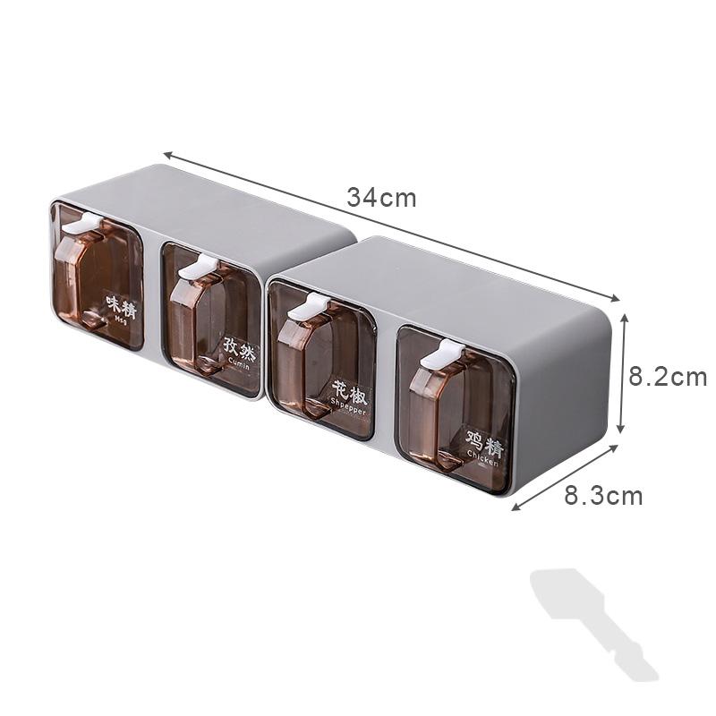 Set di scatole per organizer per condimenti per montaggio a parete, saliera, portaspezie, vano portaoggetti, contenitore per zucchero, barattolo con cucchiaio per cucina
