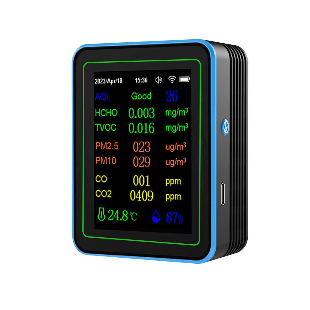 WiFi 12 In 1 Air Quality Detector Carbon Dioxide Detector with Time Date Display AQI PM2.5 PM10