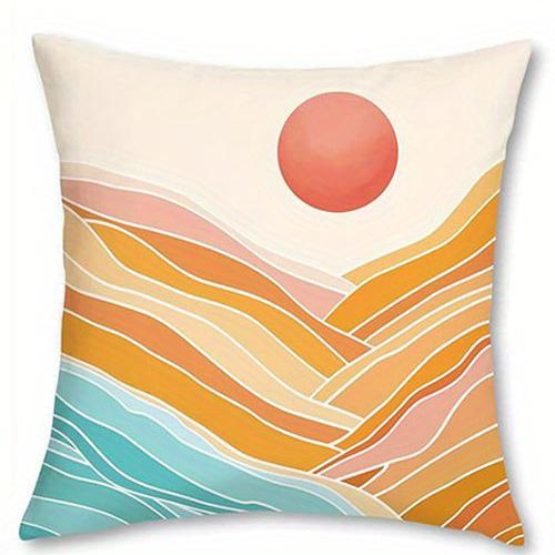 Home Decor Tropical Leaf & Beach Sunset Throw Pillow Covers Pattern Cushion Cover Suitable for Sofa Bedroom Car Pillow Cover