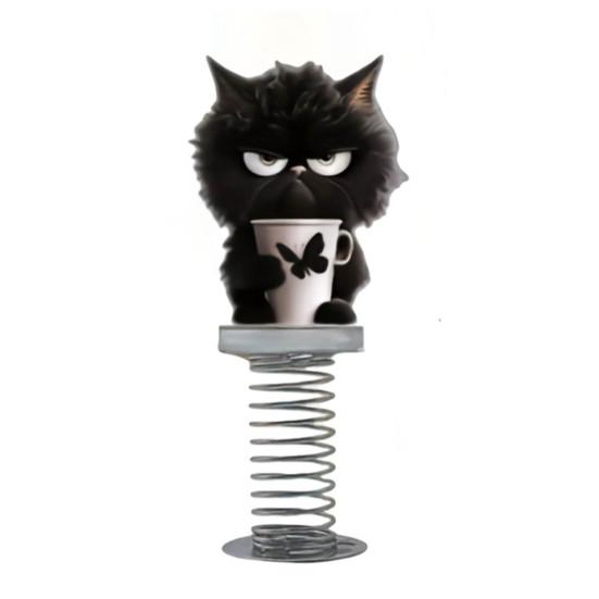 Yousheng 2D Acrylic Cat Bobblehead Bouncing Cat Decoration Cartoon Cat Ornament with Spring for Car Dashboard Desk Decor
