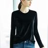 Fluwelen Basis T-shirt Dames Lente en Herfst Koreaans T-shirt met Lange Mouwen Losse Warme Top