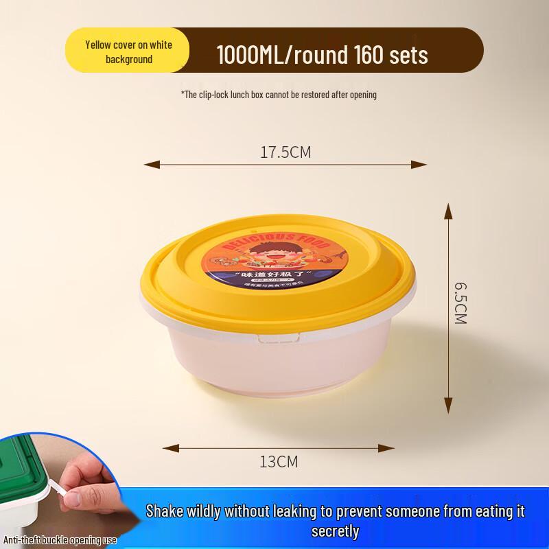 Disposable Round Plastic Meal Prep Containers with Anti-theft Lids