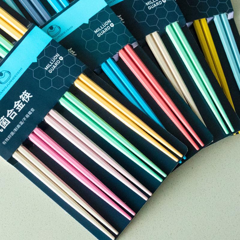 5Pairs Chinese Chopsticks Reusable Mixed Color Chopstick Sushi Food Sticks Household Tableware Kitchen Tools Party Supplies