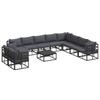 Garden Sofa Set with Cushions 11 Pcs Black Aluminum