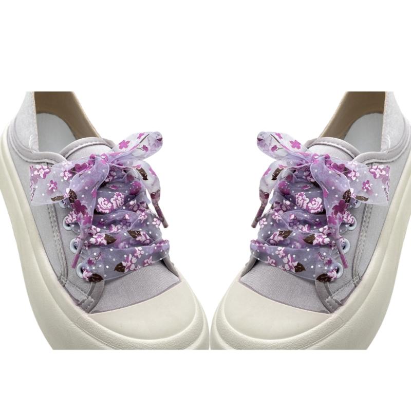 Organza Printed Transparent Shoe Laces For Sneakers Casual Shoes Universal Fit Breathable Lightweight Design