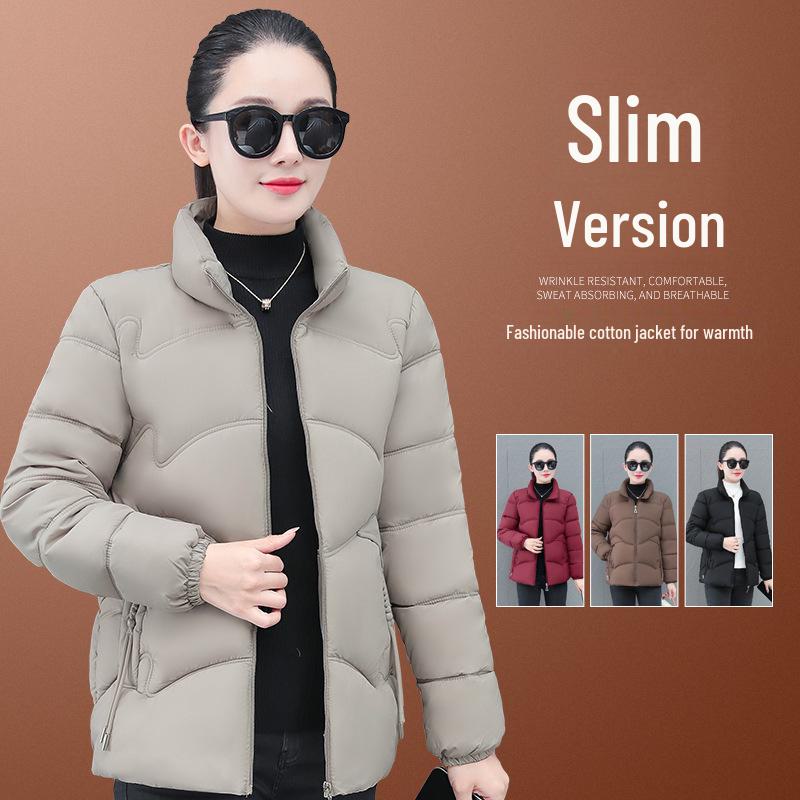 

Women s Winter Warm Slim Fit Stand Collar Red Gem Cotton Coat