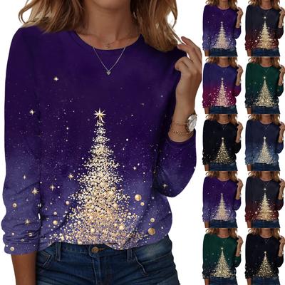 Long Sleeve Shirts For Women Cute Print Graphic Tees Blouses Casual Plus Size Basic Tops Pullover