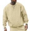 Men's Autumn and Winter Heavy Jacquard Checkerboard Checkerboard T-shirt Men's T-shirt Round Neck Casual Bottoming Shirt Knitted Long-sleeved T-shirt